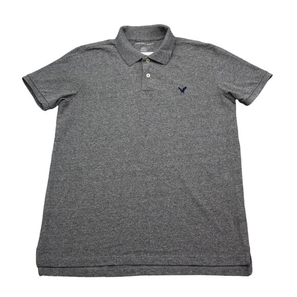 American Eagle Shirt Mens S Gray Chest Button Short Sleeve Collared Top - Picture 1 of 16